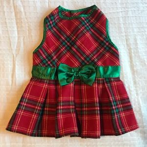 🐾 dog holiday plaid dress with bow size M